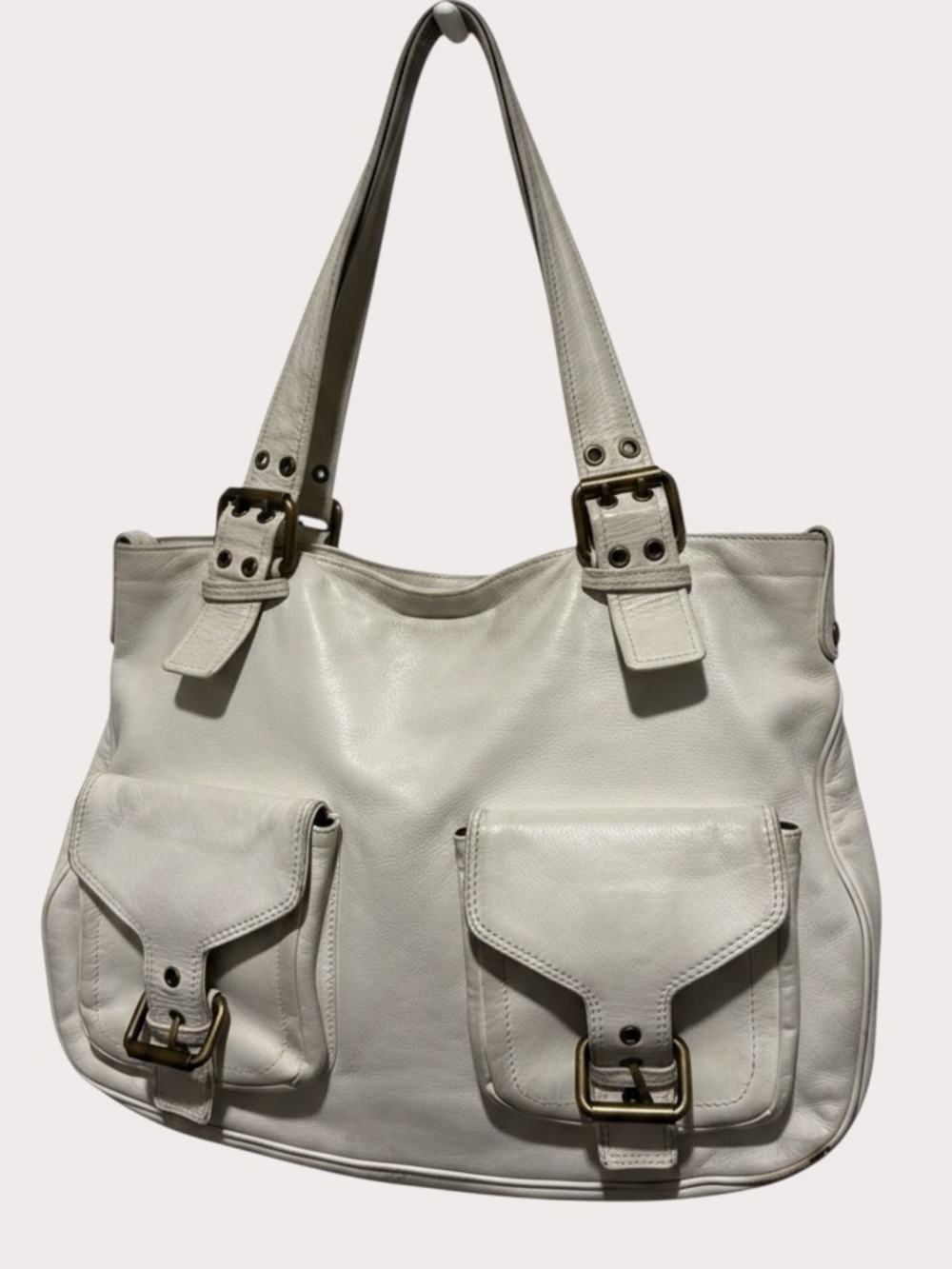 Marc Jacobs Vintage Y2K Stella Leather Satchel Cream Brass Hardware Rare Project